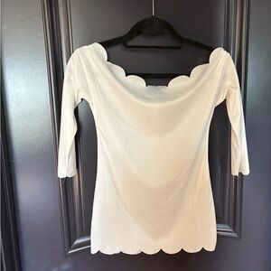 Elegant White Scalloped Women's Top